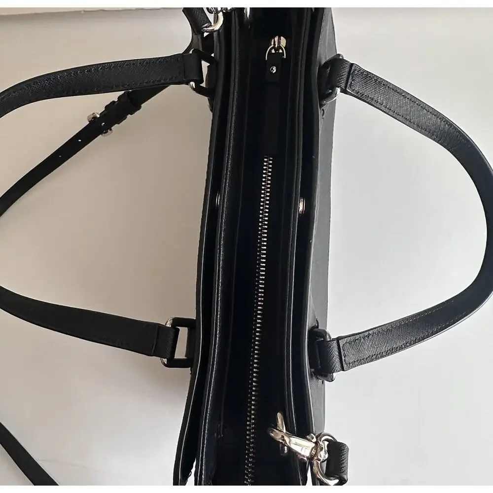 Kate Spade Reese Satchel Black Leather Purse Handbag Crossbody Laurel Way Bag